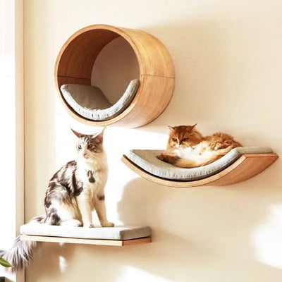 PawFolio Wall Mounted Wooden Cat Climbing Shelf PawFolio