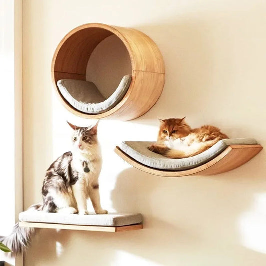 PawFolio Wall Mounted Wooden Cat Climbing Shelf PawFolio