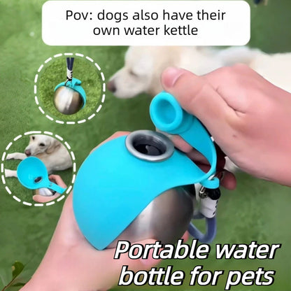 PawFolio Portable Dog Water Bottle with Silicone Bowl PawFolio