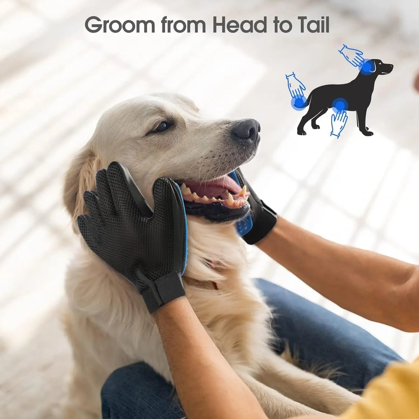 PawFolio Pet Grooming Deshedding Gloves for Dogs Cats and Horses PawFolio