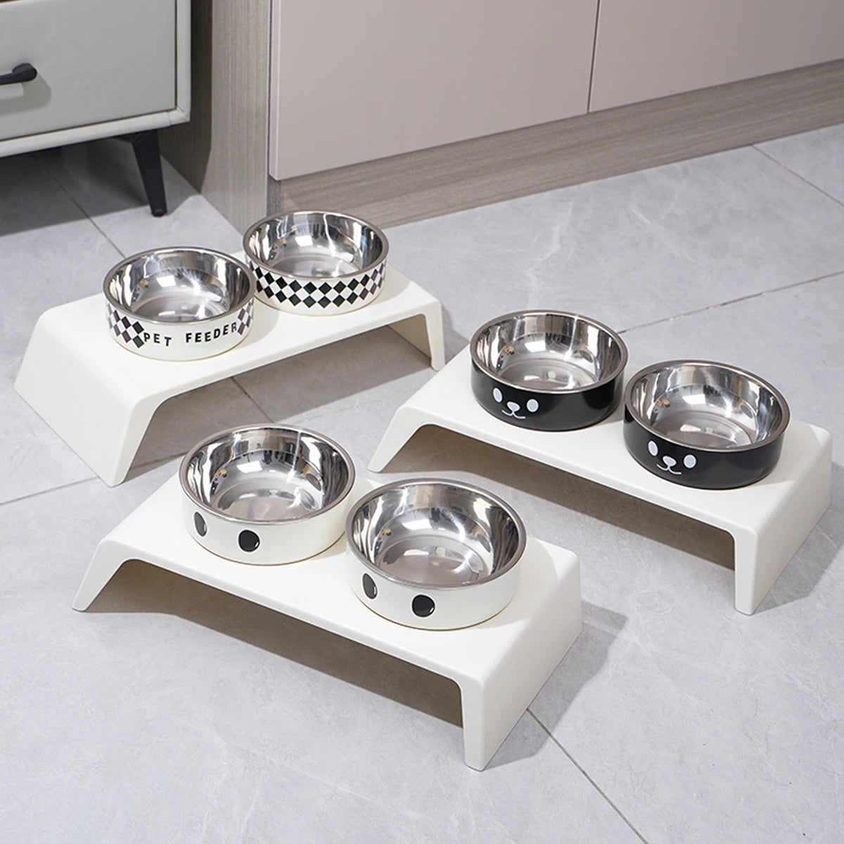 PawFolio Elevated Double Bowl Pet Feeder Stand PawFolio