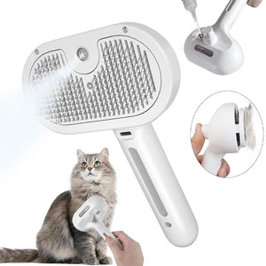 PawFolio 3-in-1 Dog Hair Brush Cat Hair Brush - Steam Spray Brush Massage Hair Removal Comb Anti-Tangle Brush PawFolio