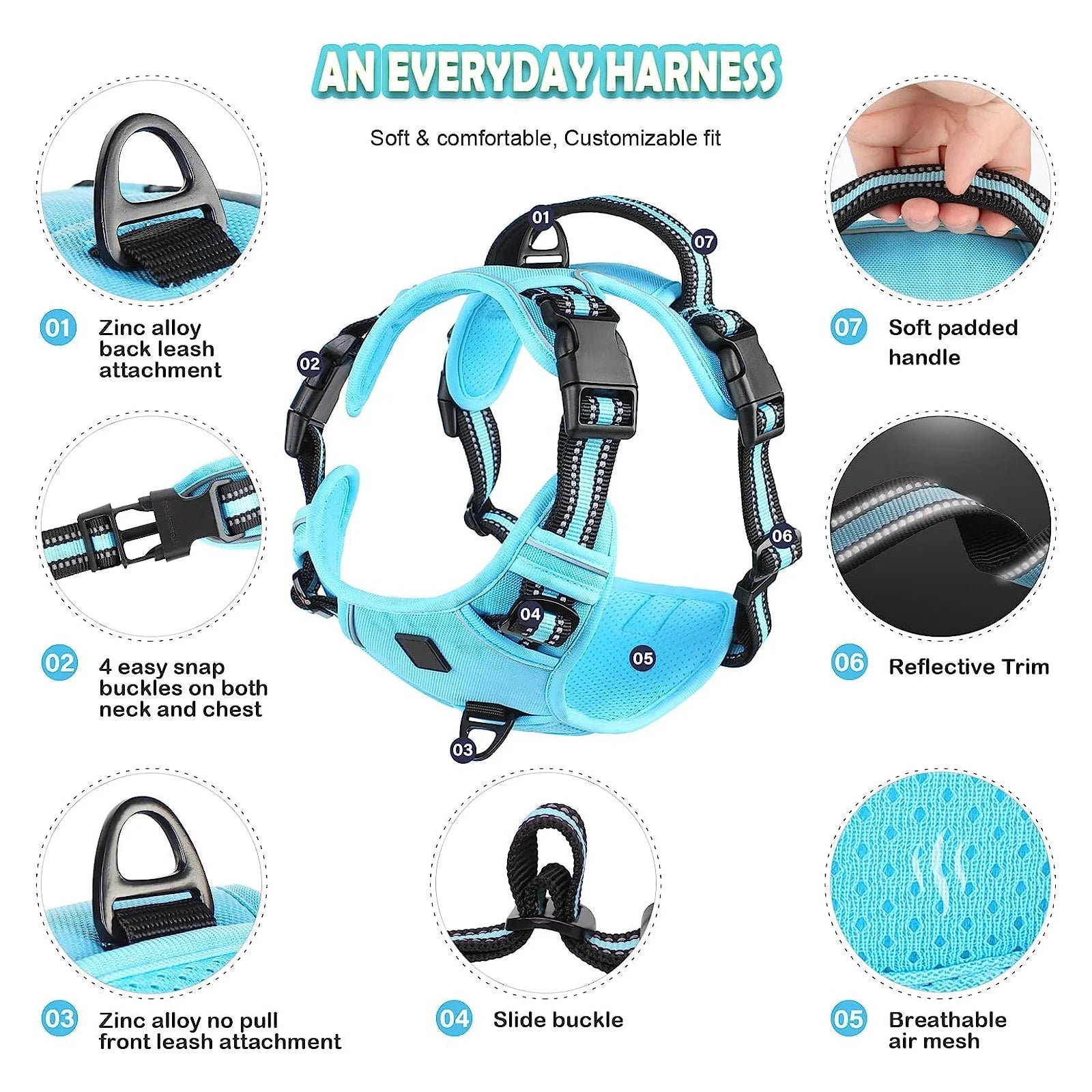 PawFolio No Pull Adjustable Dog Harness with Control Handle PawFolio