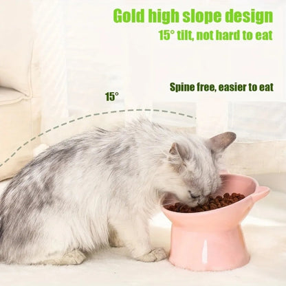 PawFolio Elevated Cat Ear Ceramic Feeding Bowl Set PawFolio