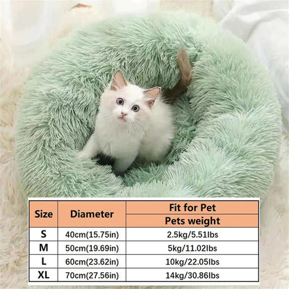 PawFolio Plush Donut Calming Pet Bed for Cats and Dogs PawFolio