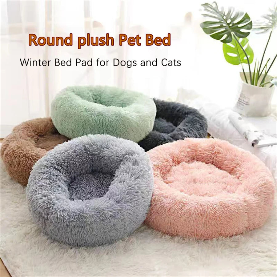 PawFolio Plush Donut Calming Pet Bed for Cats and Dogs PawFolio