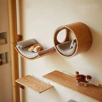 PawFolio Wall Mounted Wooden Cat Climbing Shelf PawFolio
