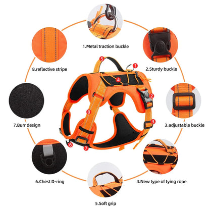 PawFolio Tactical Reflective Dog Chest Harness Vest