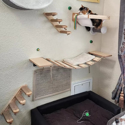 PawFolio Wall Mounted Wooden Cat Climbing Shelf PawFolio