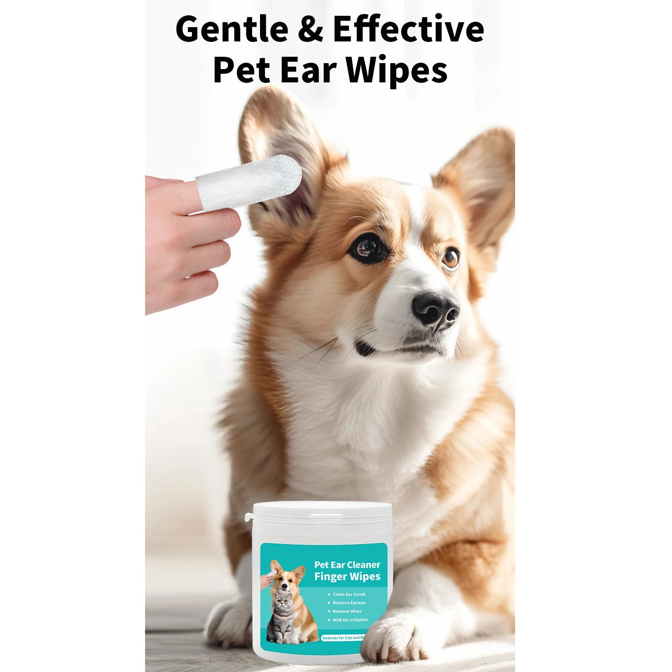 PawFolio Pet Ear Cleaning Wipes and Finger Tip Care Pads PawFolio
