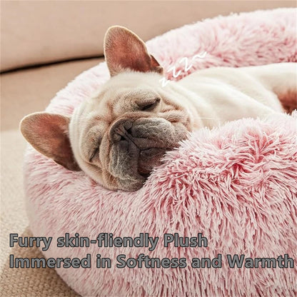 PawFolio Plush Donut Calming Pet Bed for Cats and Dogs PawFolio