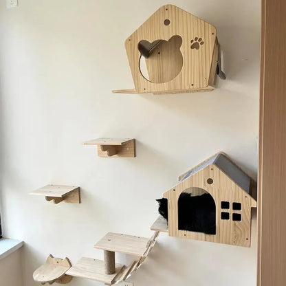 PawFolio Wall Mounted Wooden Cat Climbing Shelf PawFolio