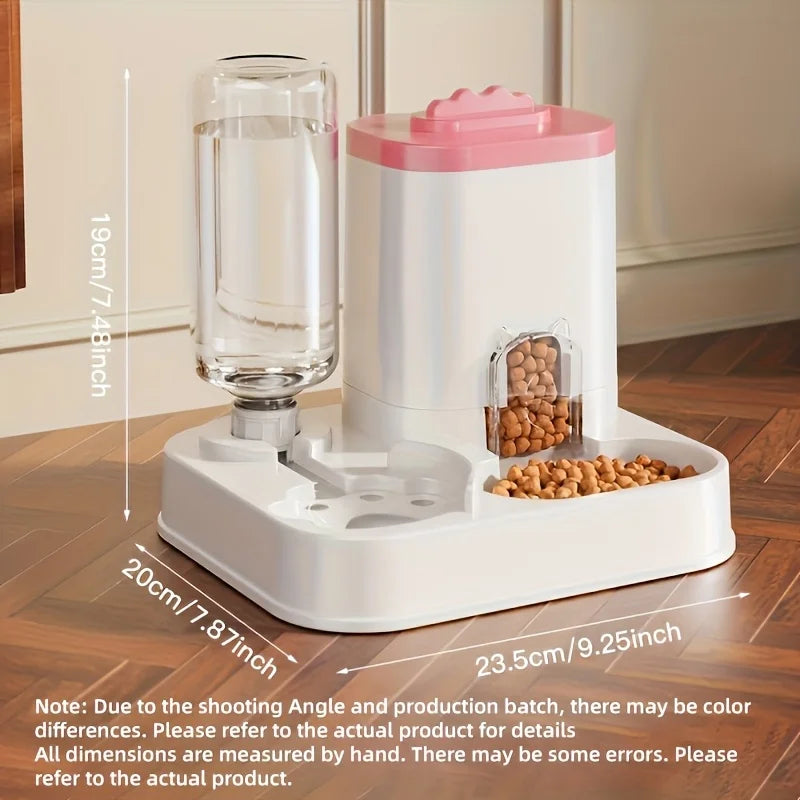 PawFolio Gravity Fed Automatic Cat Water Dispenser and Feeder 1 Pack