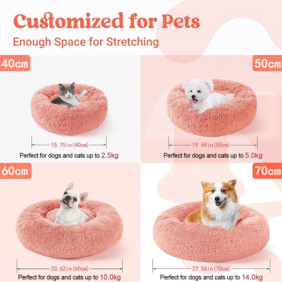 PawFolio Plush Donut Calming Pet Bed for Cats and Dogs PawFolio