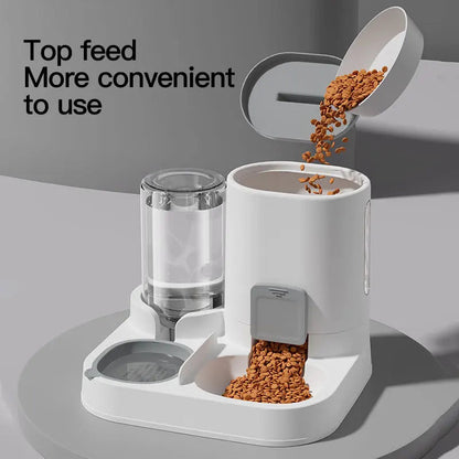 PawFolio Gravity Fed Automatic Cat Water Dispenser and Feeder 1 Pack