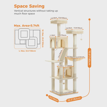 PawFolio Multi Level Cat Tree Tower for Indoor Cats PawFolio