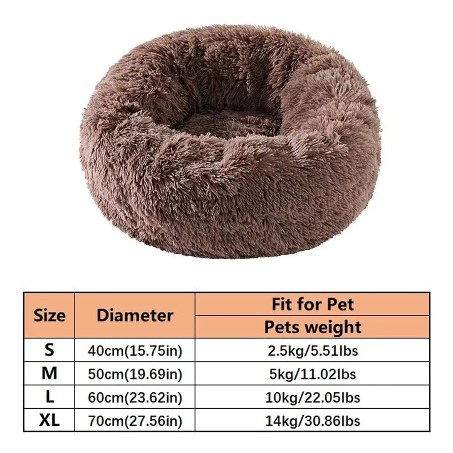 PawFolio Plush Donut Calming Pet Bed for Cats and Dogs PawFolio