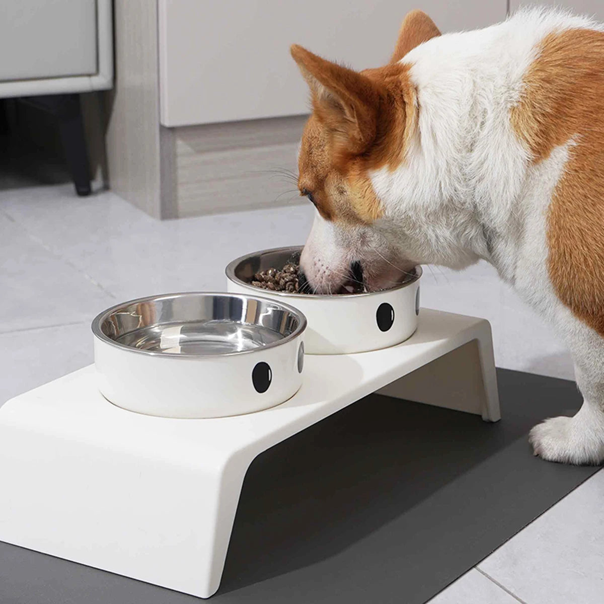 PawFolio Elevated Double Bowl Pet Feeder Stand PawFolio