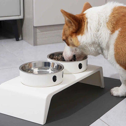 PawFolio Elevated Double Bowl Pet Feeder Stand PawFolio