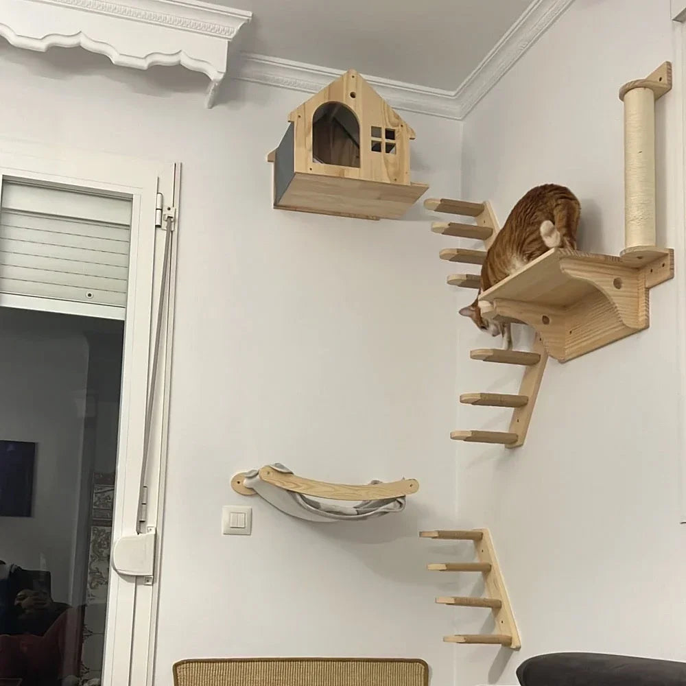 PawFolio Wall Mounted Wooden Cat Climbing Shelf PawFolio