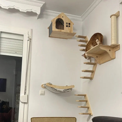 PawFolio Wall Mounted Wooden Cat Climbing Shelf PawFolio