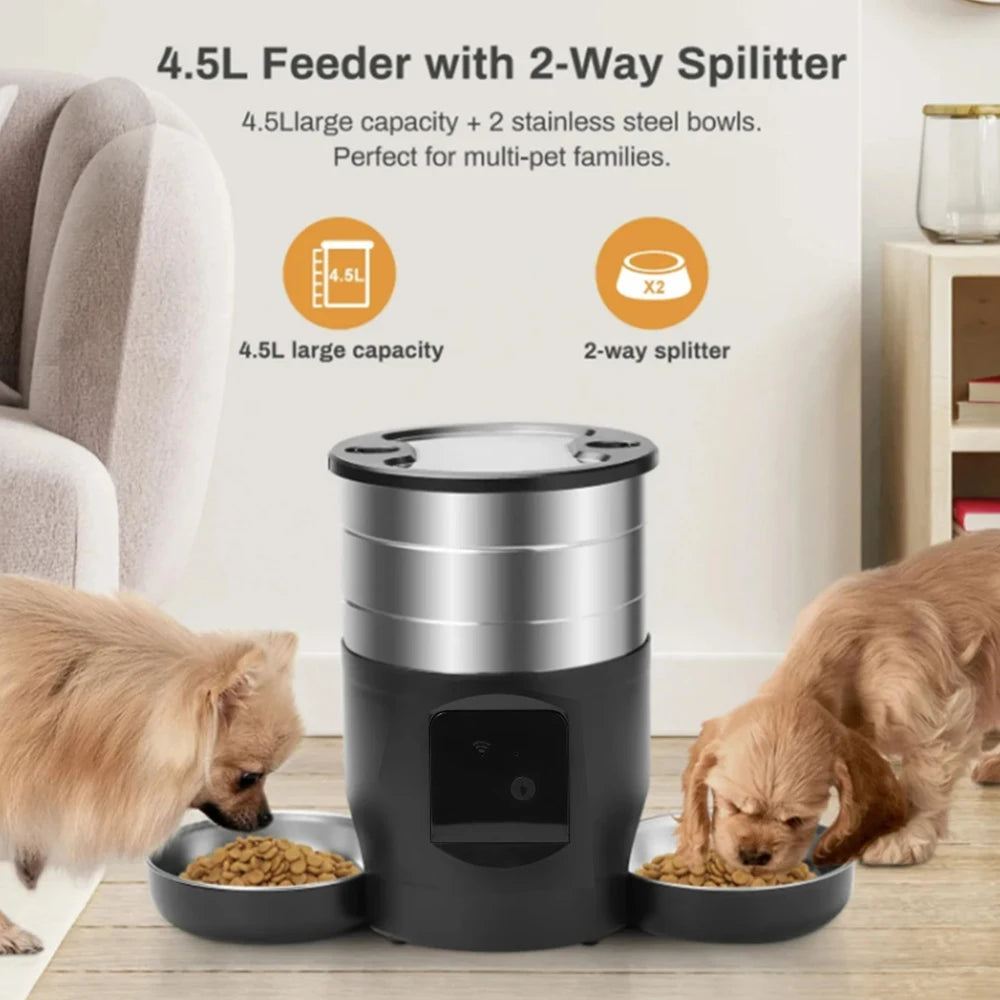 PawFolio Smart Automatic Pet Feeder 4.5L for Cats and Dogs