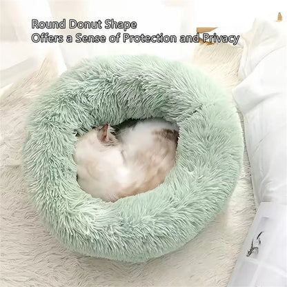 PawFolio Plush Donut Calming Pet Bed for Cats and Dogs PawFolio