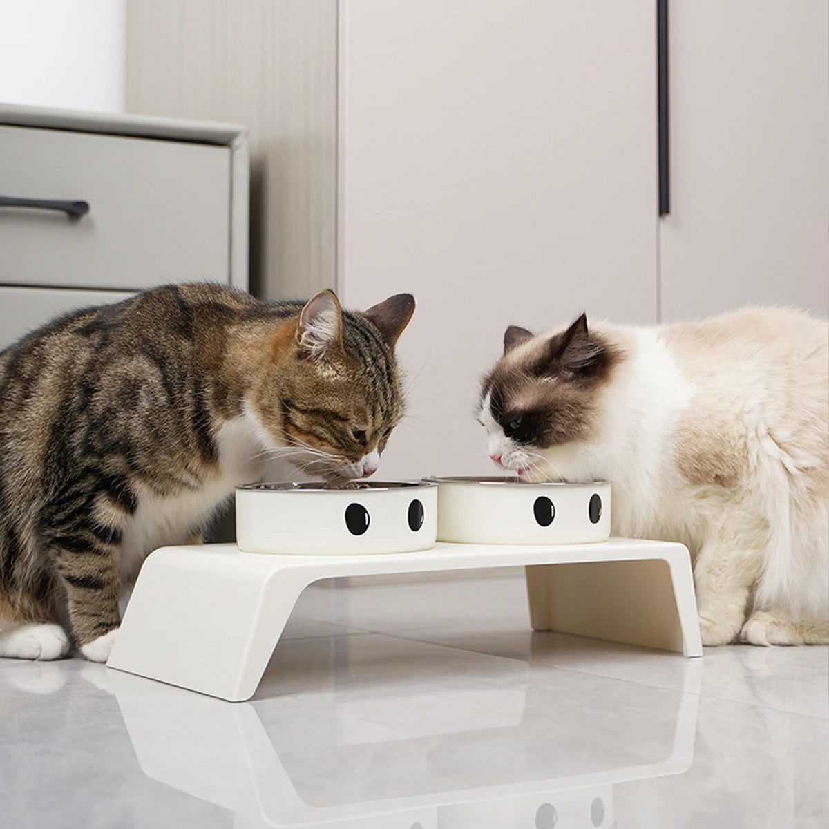 PawFolio Elevated Double Bowl Pet Feeder Stand PawFolio
