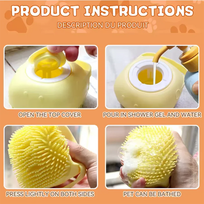 PawFolio Pet Bath Massage Brush for Dogs and Cats PawFolio