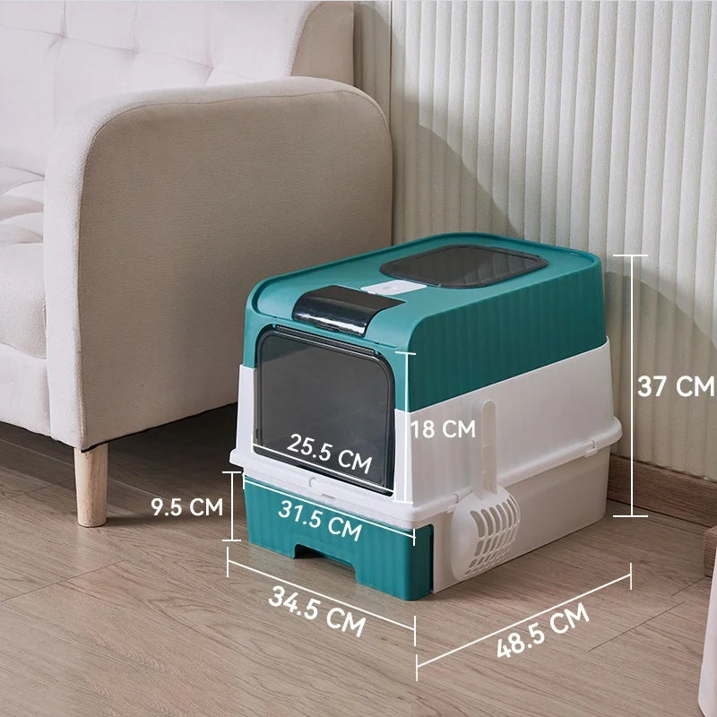 PawFolio Enclosed Anti Splash Cat Litter Box