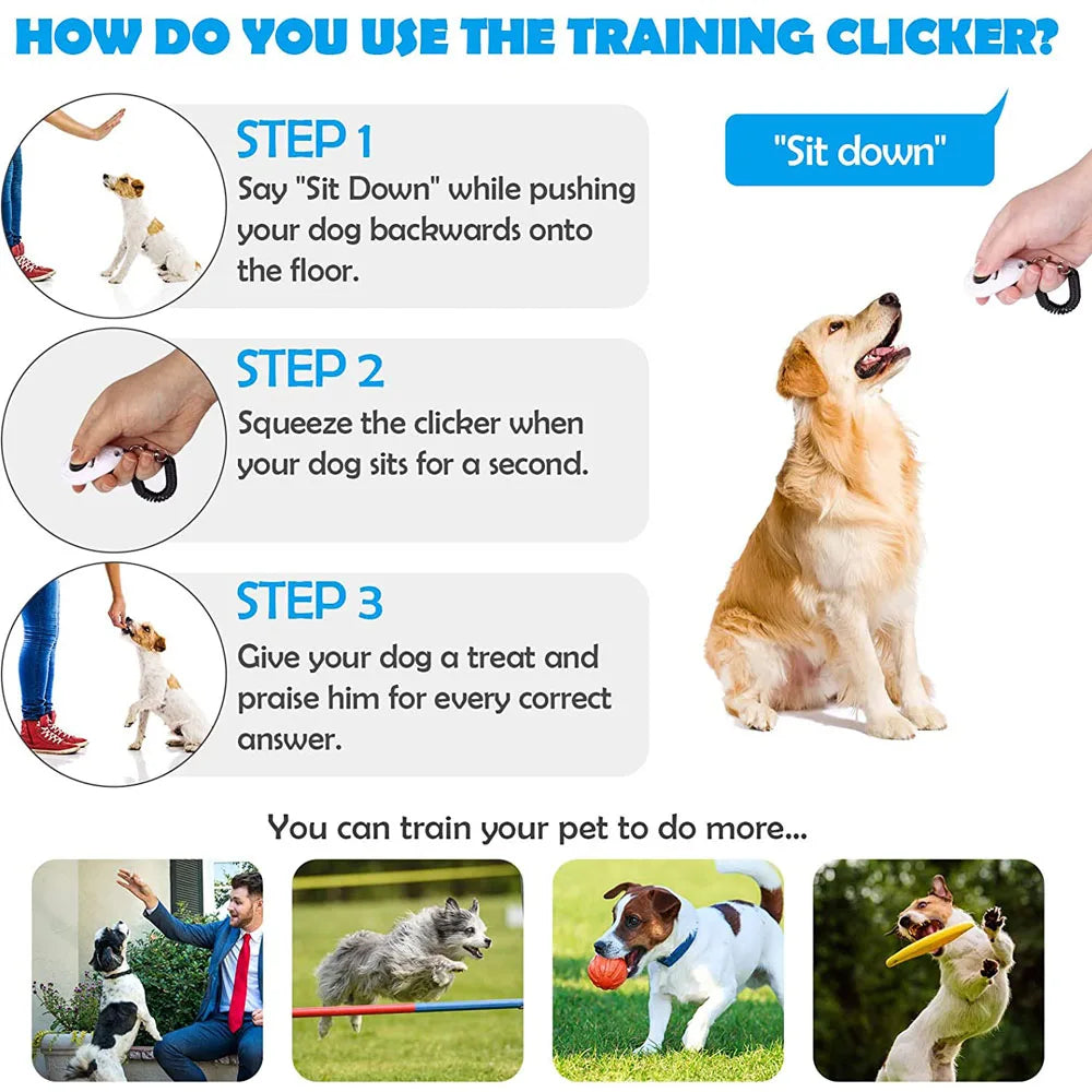 PawFolio Dog Training Clicker Set with Wrist Strap