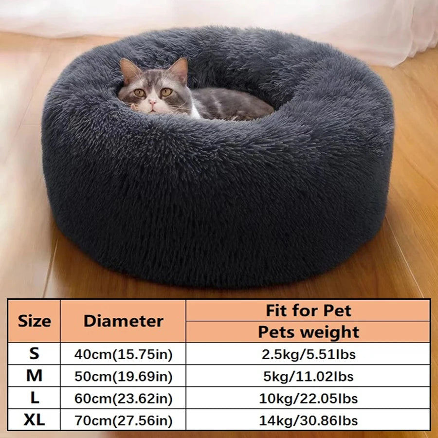 PawFolio Plush Donut Calming Pet Bed for Cats and Dogs PawFolio