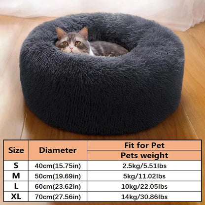 PawFolio Plush Donut Calming Pet Bed for Cats and Dogs PawFolio