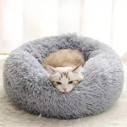 PawFolio Plush Donut Calming Pet Bed for Cats and Dogs PawFolio